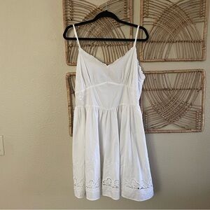 LPA Embroidered Eyelet White Dress 100% Cotton Beachy Cottagecore Boho B37  Wome